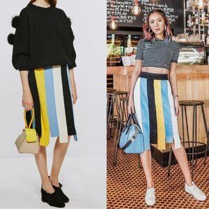 Multicolor Striped Knit Midi Skirt